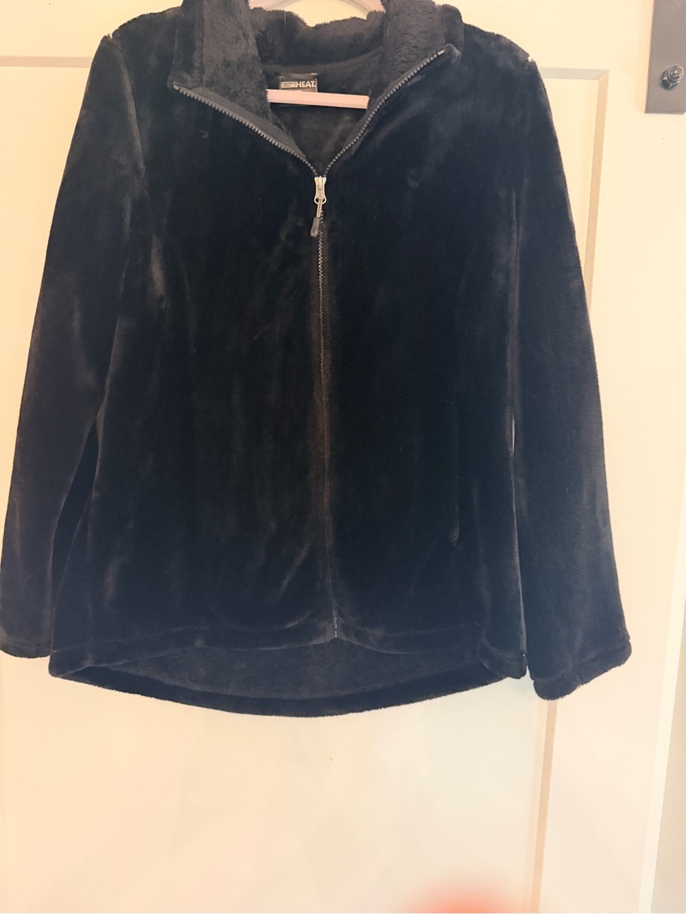 32 Degrees Black Plush Zip-Up Teddy Jacket